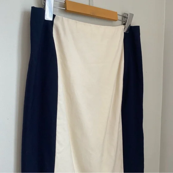 J. Crew Colorblock Wool Pencil Skirt Cream Black Size 4 Office Career - Picture 3 of 9